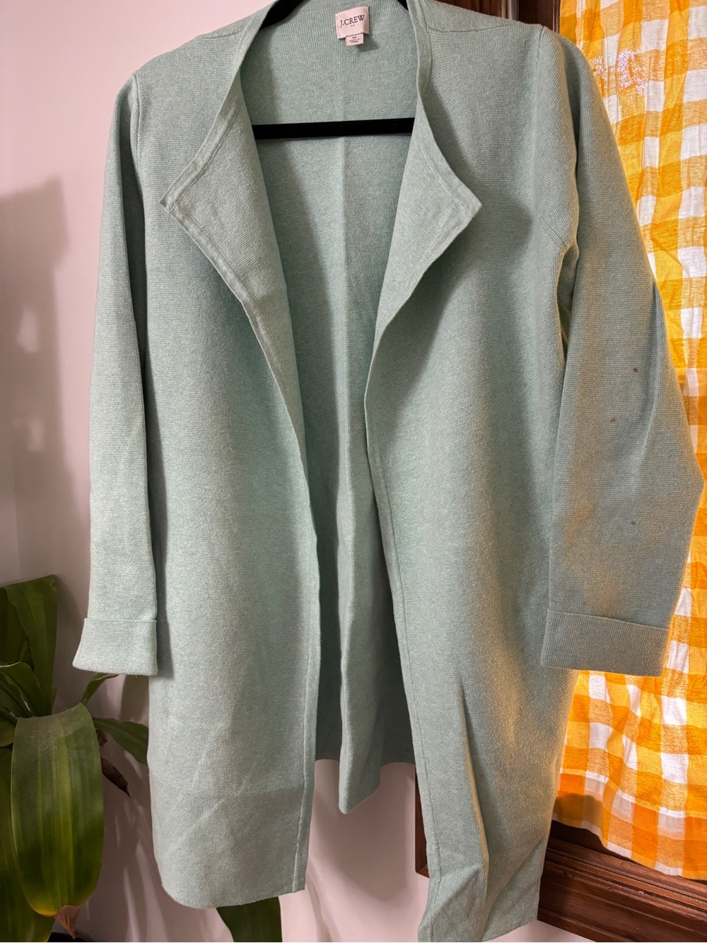 J. Crew Mint Green Open Front Longline  Cardigan